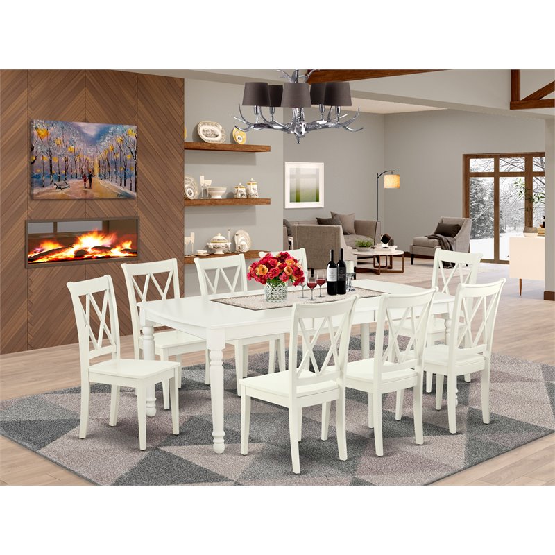 Pemberly Row 9-piece Wood Dining Set with X-Back Chairs in White