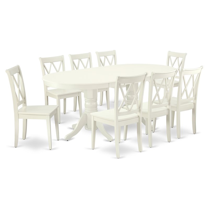 Pemberly Row Modern 9-piece Wood Dining Room Set in Linen White