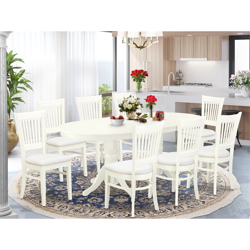 Pemberly Row Modern 9-piece Dining Set with Linen Seat in White