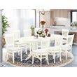 Pemberly Row Modern 9-piece Dining Set with Linen Seat in White