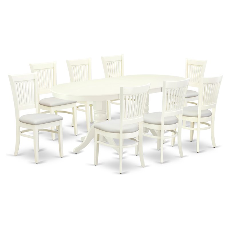 Pemberly Row Modern 9-piece Dining Set with Linen Seat in White