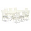 Pemberly Row Modern 9-piece Dining Set with Linen Seat in White