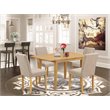 Pemberly Row Modern 5-piece Wood Dining Set in Oak/Light Fawn