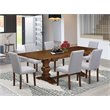Pemberly Row Contemporary 7-piece Wood Dining Set in Walnut/Gray