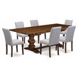 Pemberly Row Contemporary 7-piece Wood Dining Set in Walnut/Gray