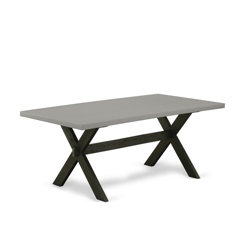 Pemberly Row X-Style 9-piece Wood Dining Set in Black/Cement