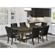 Pemberly Row V-Style 7-piece Wood Dining Set in Jacobean Brown