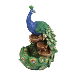 Pemberly Row Contemporary Transitional Resin Peacock Fountain