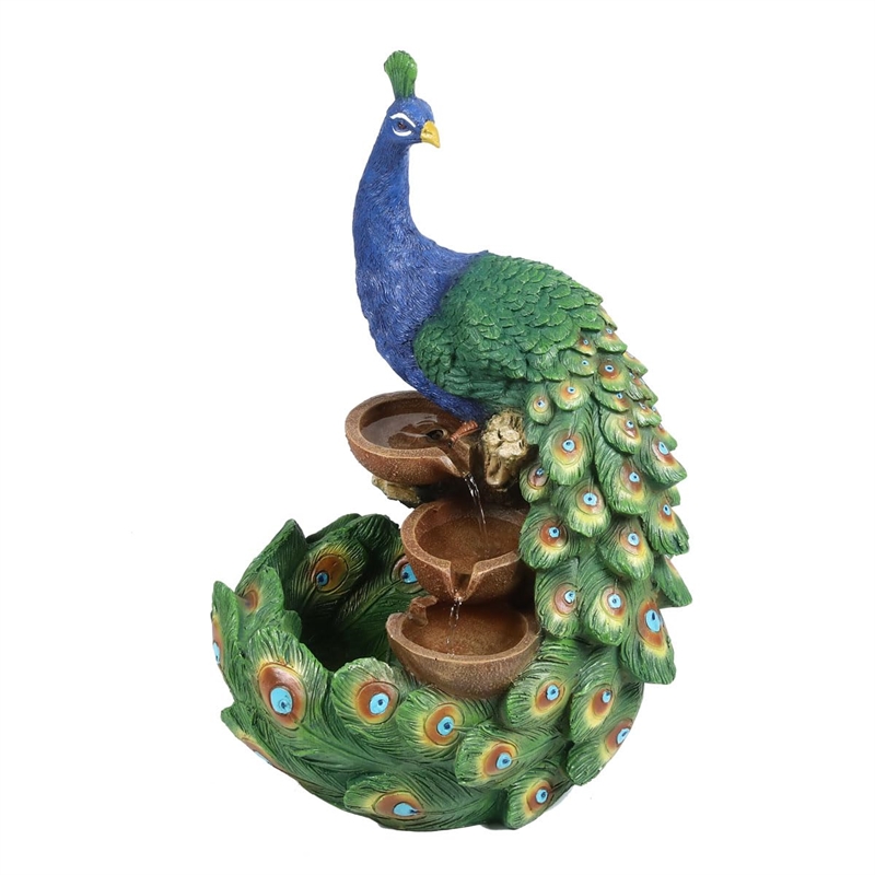 Pemberly Row Contemporary Transitional Resin Peacock Fountain