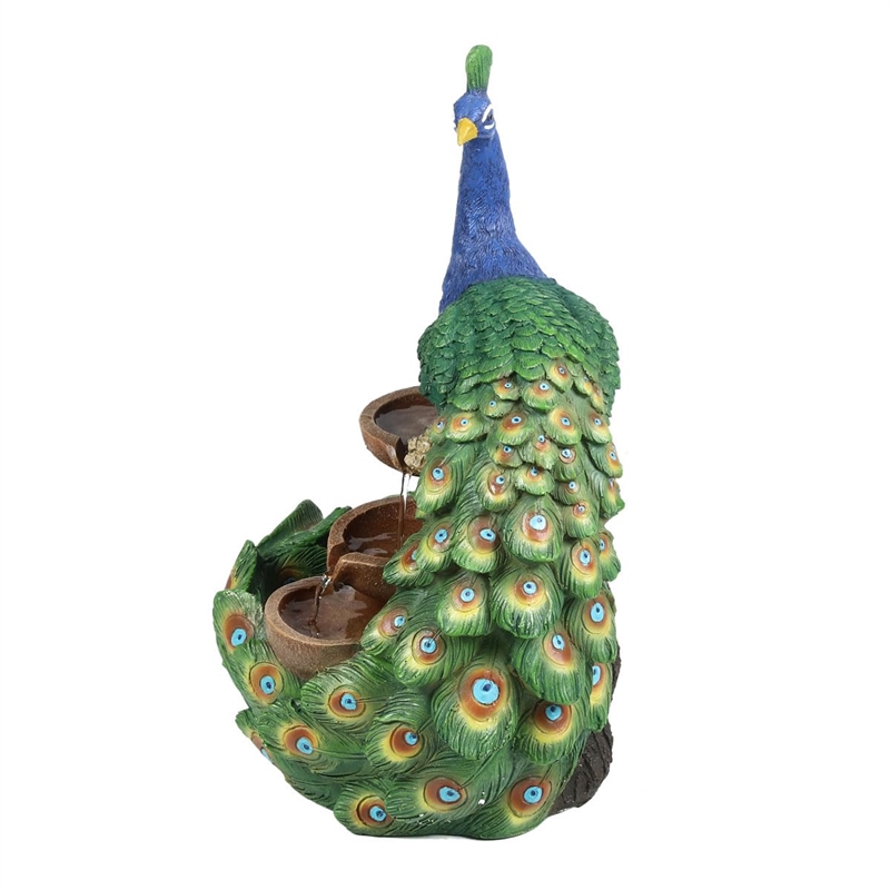Pemberly Row Contemporary Transitional Resin Peacock Fountain