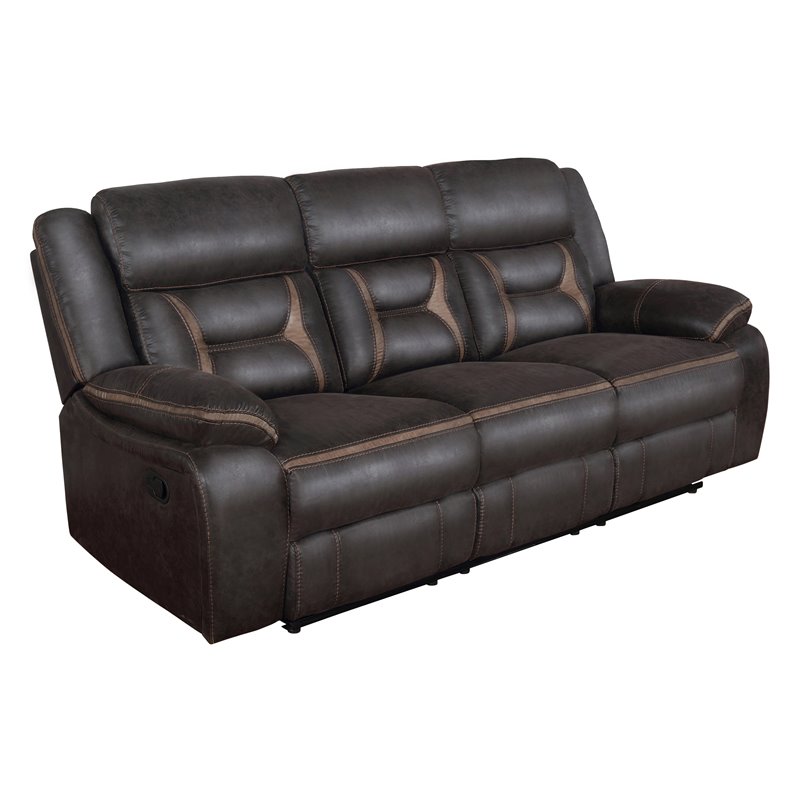 Pemberly Row 3-piece Faux Leather Upholstered Motion Living Room Set Brown