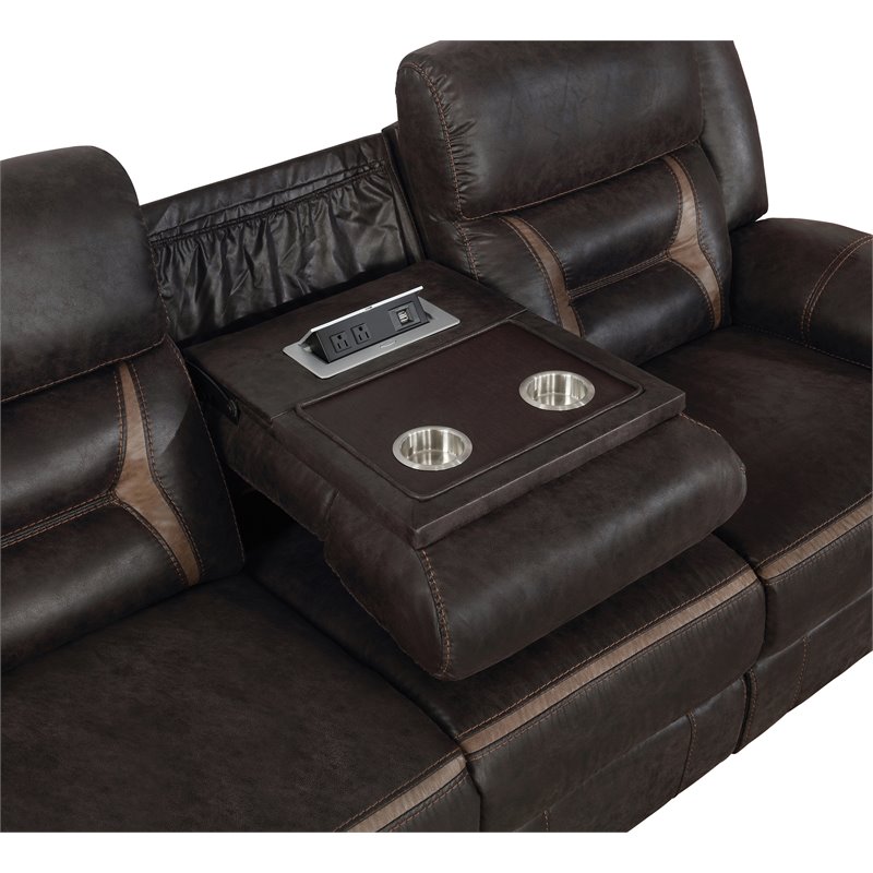 Pemberly Row 3-piece Faux Leather Upholstered Motion Living Room Set Brown