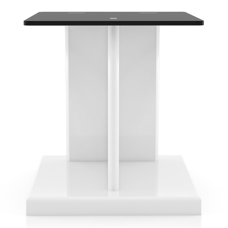 Pemberly Row Modern Glass Top 3-Piece Coffee Table Set in White