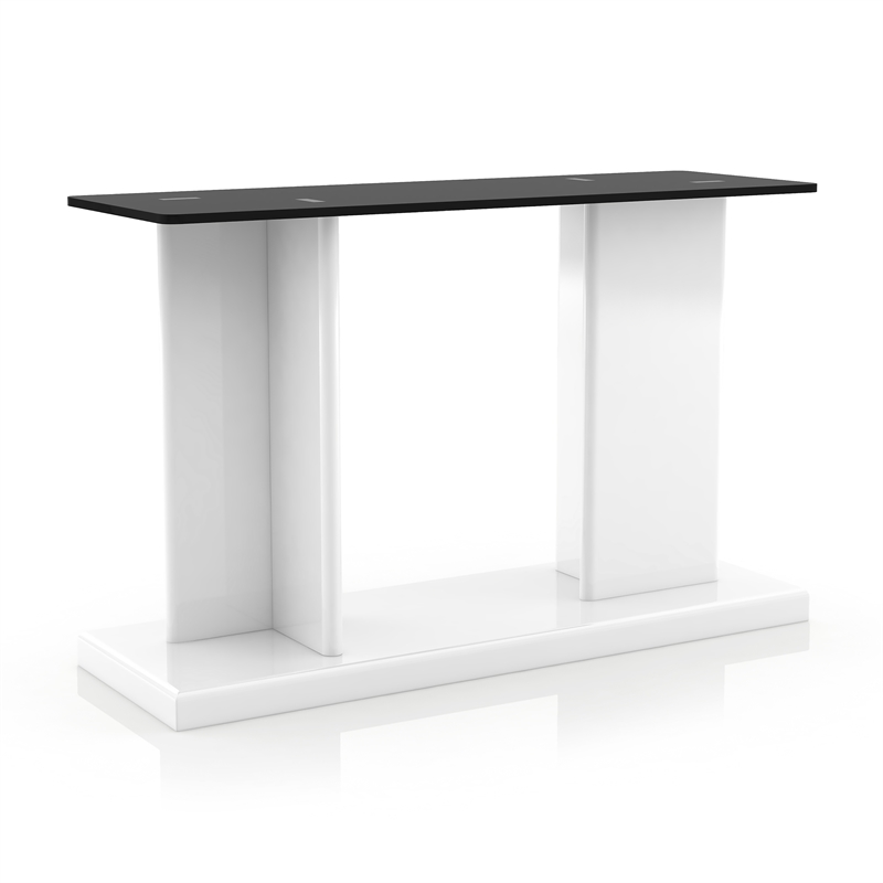 Pemberly Row Modern Glass Top 3-Piece Coffee Table Set in White