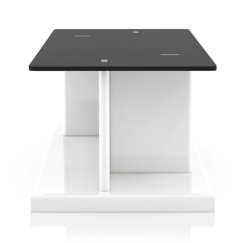 Pemberly Row Modern Glass Top 3-Piece Coffee Table Set in White