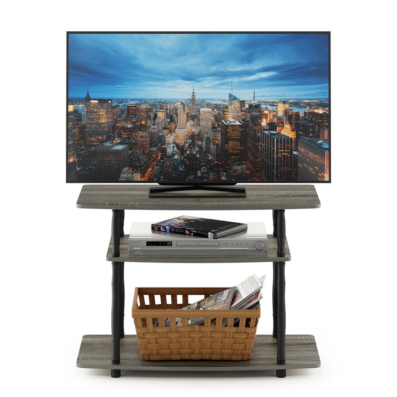 Pemberly Row No Tools Wood 3-Tier TV Stand for TV up to 32