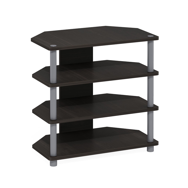 Pemberly Row Wood 4-Tier Petite TV Stand for TV up to 25