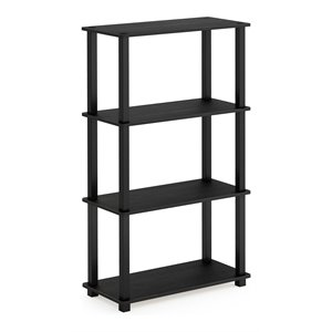 Pemberly Row Turn-S-Tube Wood 4-Tier Shelf Display Rack in Americano Black