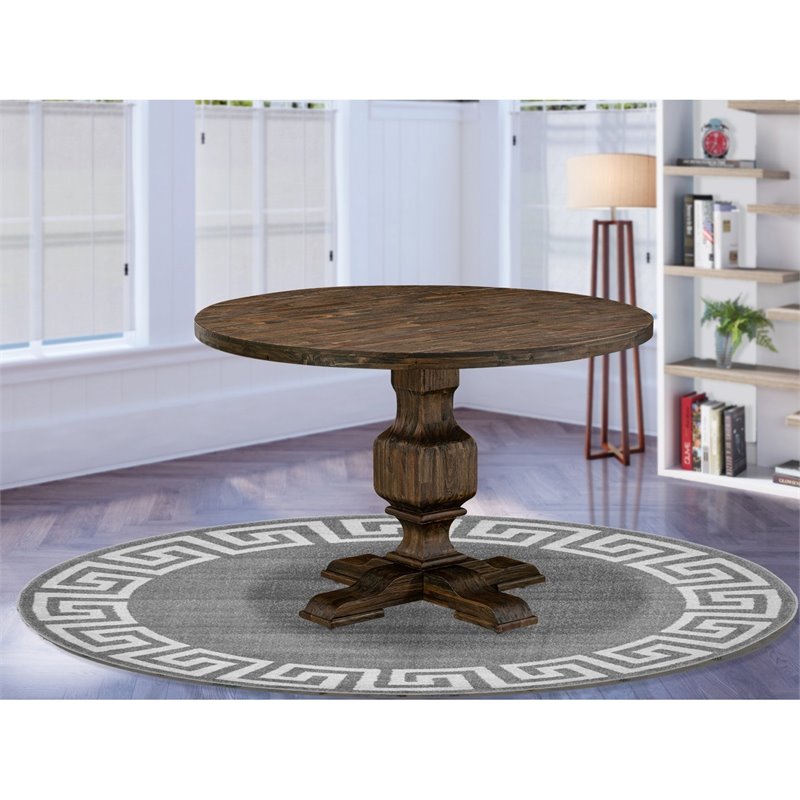 Pemberly Row Asian Wood Dining Table in Distressed Jacobean Brown