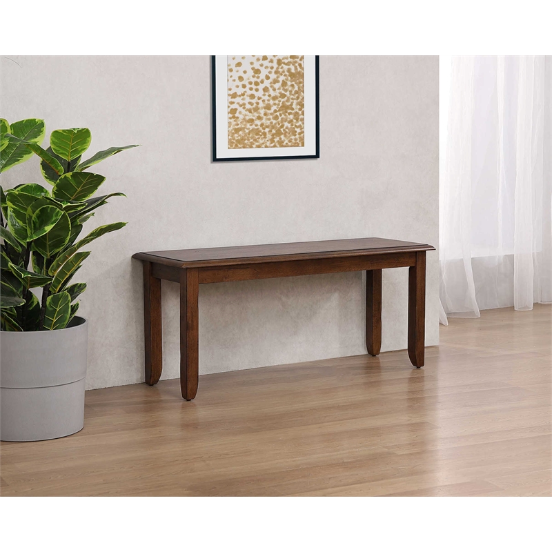 Pemberly Row Modern 42-in Dining Bench Amish Brown Solid Wood