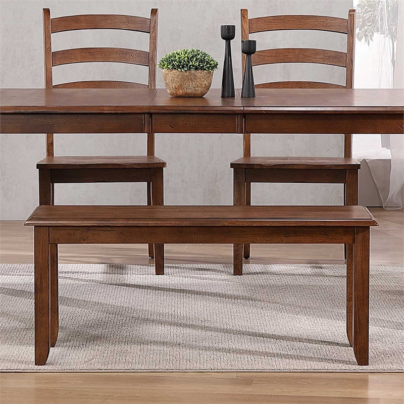 Pemberly Row Modern 42-in Dining Bench Amish Brown Solid Wood