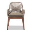 Pemberly Row Modern Gray Woven Rope Mahogany Dining Arm Chair