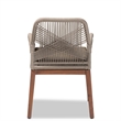 Pemberly Row Modern Gray Woven Rope Mahogany Dining Arm Chair