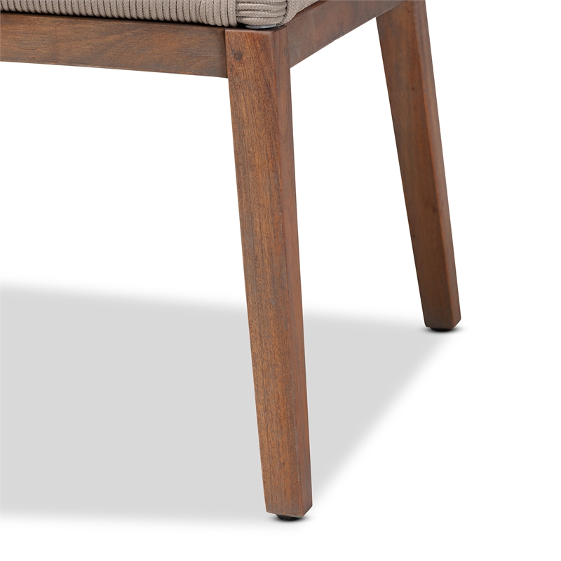 Pemberly Row Modern Gray Woven Rope Mahogany Dining Side Chair