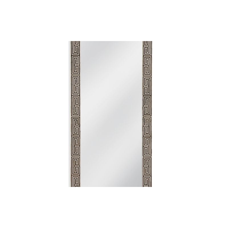 Pemberly Row Natural Bone Floor Mirror in Black Engineered Wood