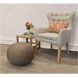 Pemberly Row Modern Round Pouf in Beige Wool with Polyester Filling