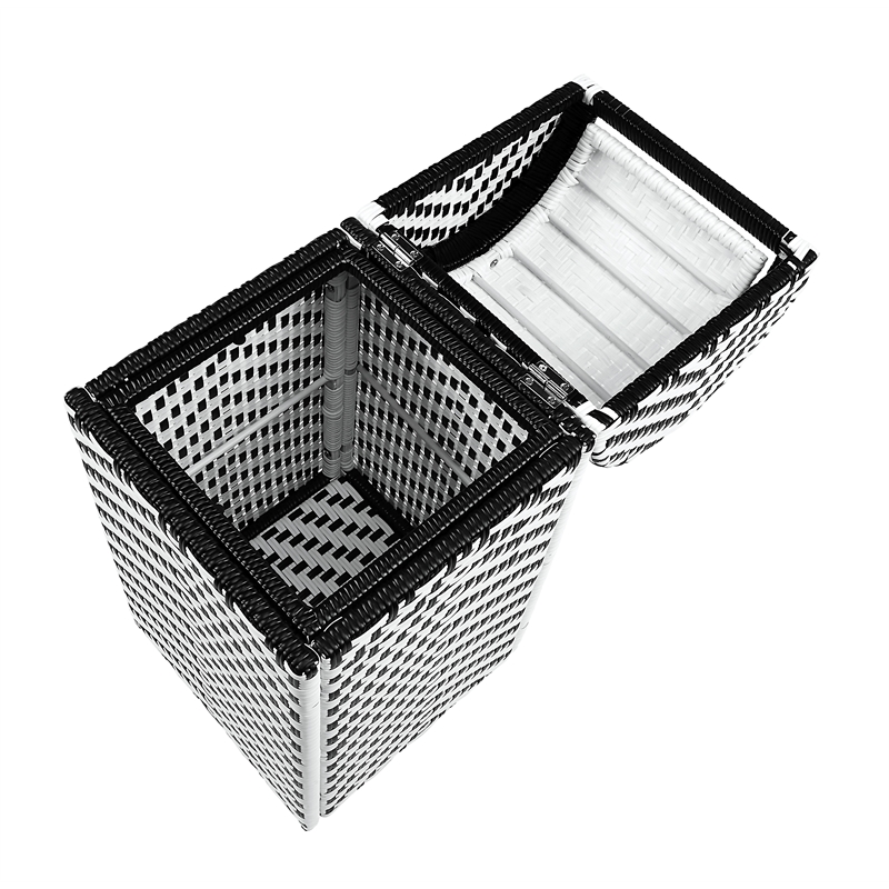 Pemberly Row Modern Aluminum and FE Wicker Trash Can in Black