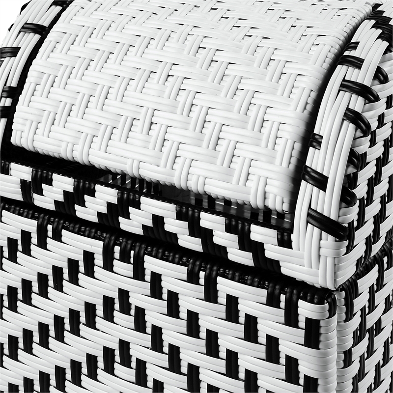 Pemberly Row Modern Aluminum and FE Wicker Trash Can in Black
