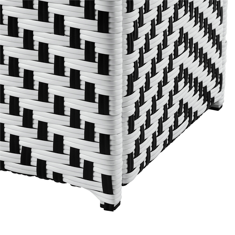 Pemberly Row Modern Aluminum and FE Wicker Trash Can in Black