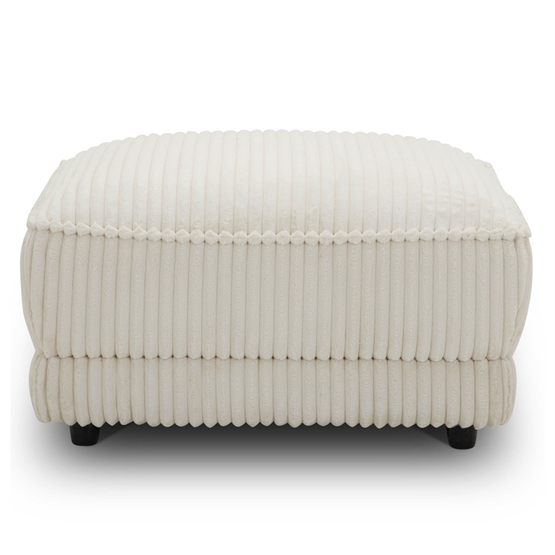 Pemberly Row Contemporary Fabric Ottoman with Casters in Ivory