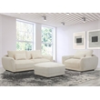 Pemberly Row Contemporary Fabric Ottoman with Casters in Ivory