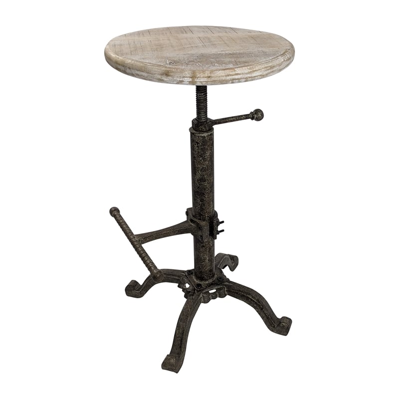 Pemberly Row Adjustable Stool in Natural Driftwood/Aged Iron
