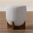 Pemberly Row Gray Boucle Fabric and Walnut Brown Wood Ottoman Footstool