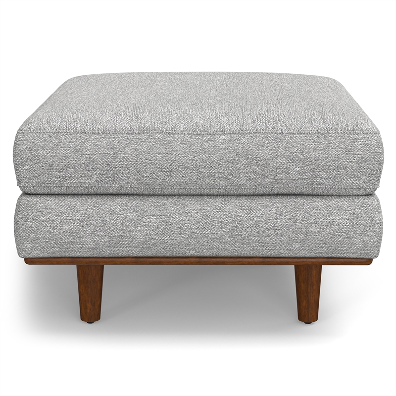 Pemberly Row 33 inch Wide Modern Ottoman in Mist Gray Woven-Blend Fabric