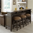 Pemberley Row Rubberwood Saddle Brown Bar Table Set Rectangular Built-In Charging Station 4-Piece