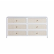 Pemberley Row Natural Rattan White Dresser Horizontal Felt-Lined Drawers Assembled