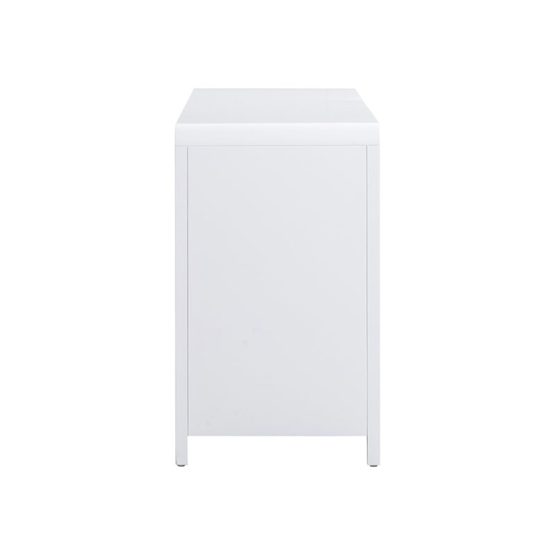 Pemberley Row Natural Rattan White Dresser Horizontal Felt-Lined Drawers Assembled