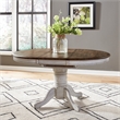 Pemberley Row Solid Wood Antique White Dining Table Oval Turned Pedestal Base Unassembled