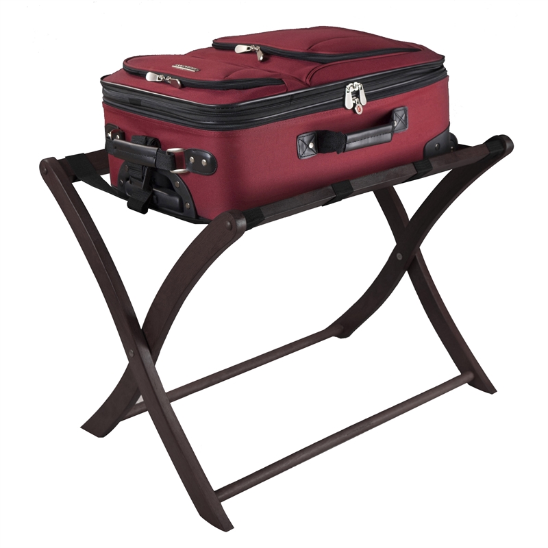Pemberly Row Transitional Solid Wood Luggage Rack in Espresso