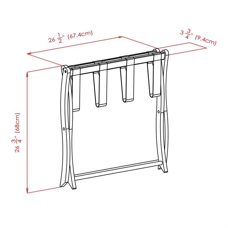 Pemberly Row Transitional Solid Wood Luggage Rack in Espresso