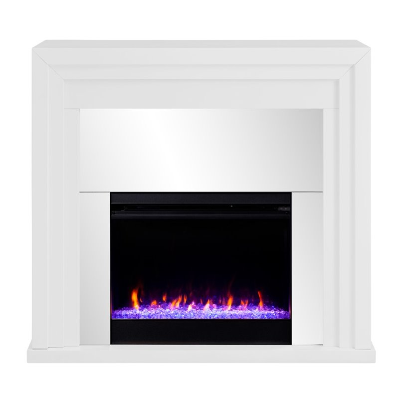 Pemberly Row Modern Color Changing Electric Fireplace in White