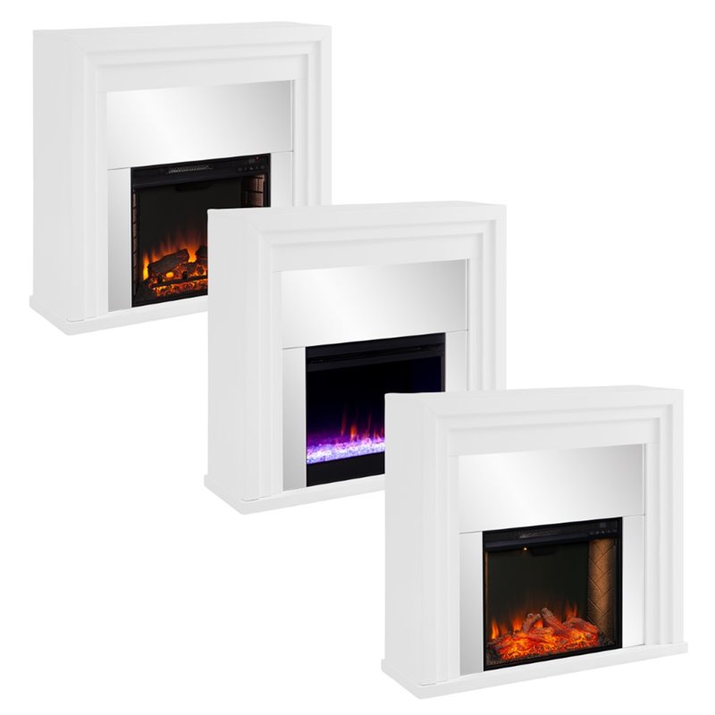 Pemberly Row Modern Color Changing Electric Fireplace in White