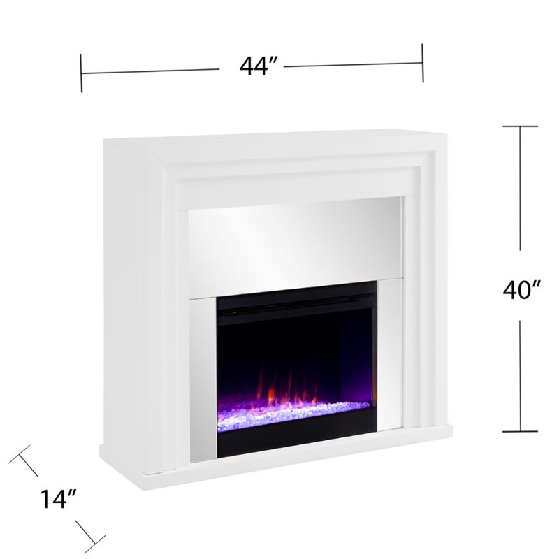 Pemberly Row Modern Color Changing Electric Fireplace in White