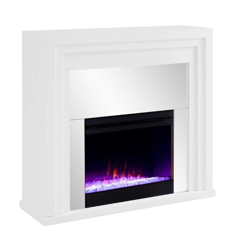 Pemberly Row Modern Color Changing Electric Fireplace in White