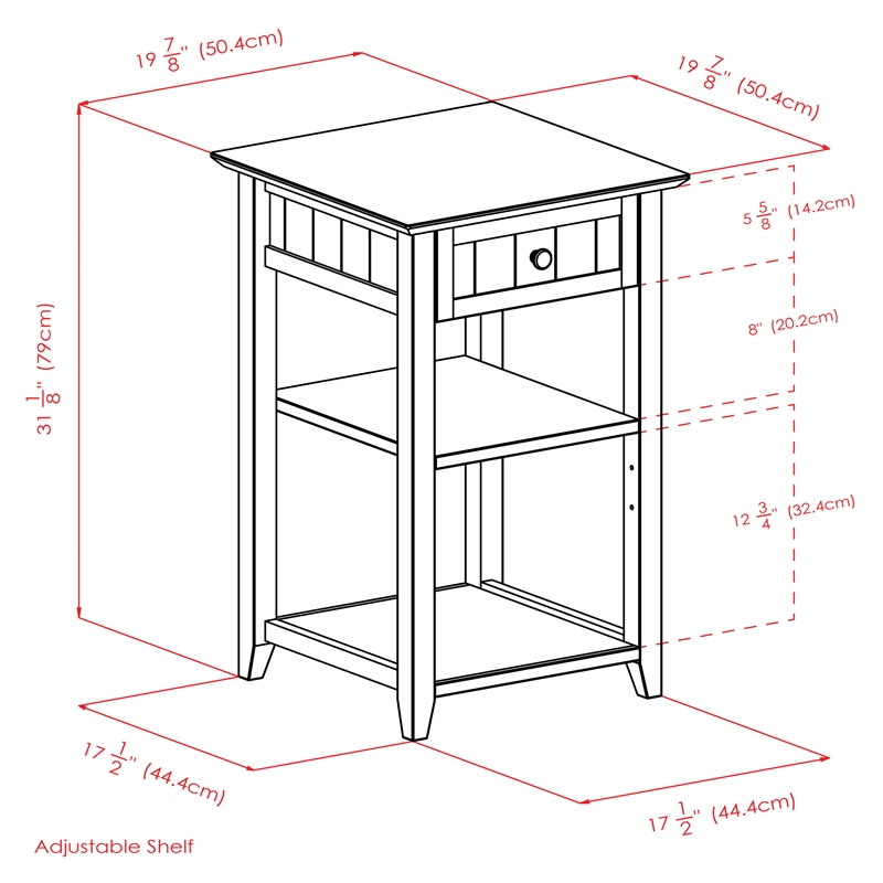 Pemberly Row 2 Shelf Transitional Solid Wood Printer Stand in Coffee