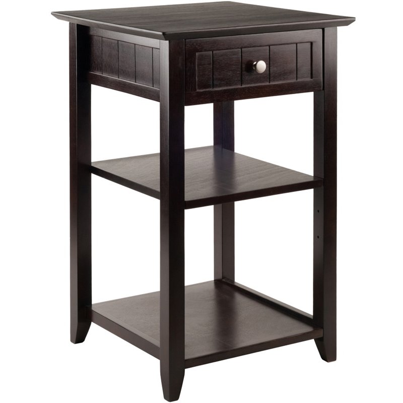 Pemberly Row 2 Shelf Transitional Solid Wood Printer Stand in Coffee